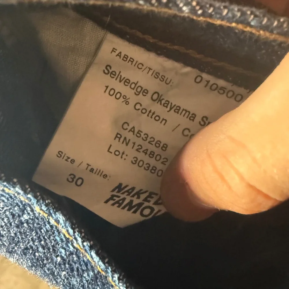 Modern Mens Naked & Famous Selvedge Okayama Spirit Indigo Denim Jeans 30
